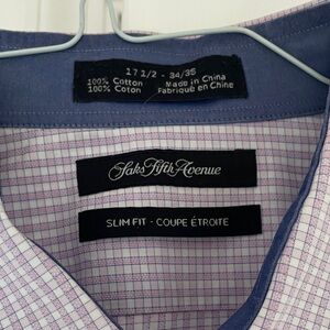 Saks Fifth Avenue Purple and White Dress Shirt